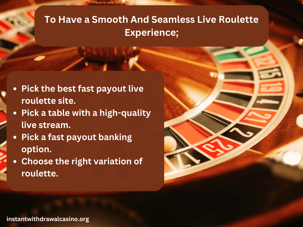 Tips to have a great fast payout live roulette experience